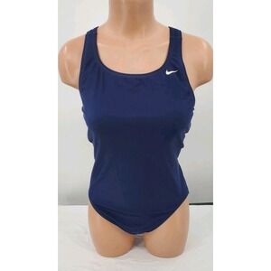 Nike Navy One Piece Bathing Swimsuit Women's Size 38 WMS 12 Racerback Lined